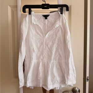 J. Crew White Peplum Blouse 100% Cotton